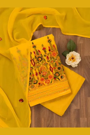 Koskii Floral Embroidered Unstitched Dress Material