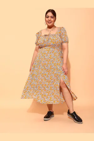CURVY STREET Women Floral Printed Crepe Fit & Flare Dress