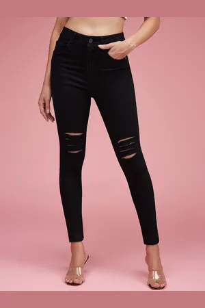 DressBerry Women Slim Fit High Rise Mild Distressed Ripped Denim Stretchable Jeans