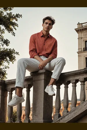 H&M Men Standard Spread Collar Solid Cotton Casual Shirt