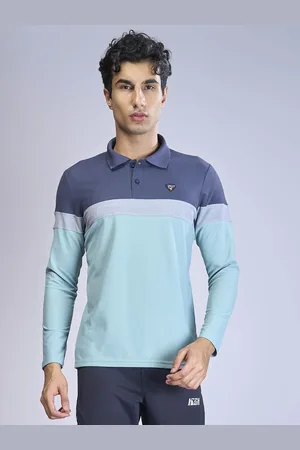 TECHNOSPORT Men Colourblocked Polo Collar UPF50 Slim Fit T-shirt