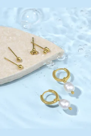 Accessorize Set Of 3 Gold-Plated Stainless Steel Studs and Hoop Earrings