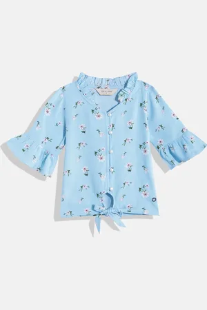 Gini and Jony Girls Floral Printed Tie-Up Detail Shirt Style Top