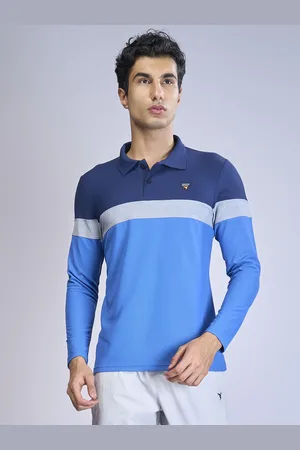 TECHNOSPORT Men Colourblocked Polo Collar UPF50 Slim Fit T-shirt