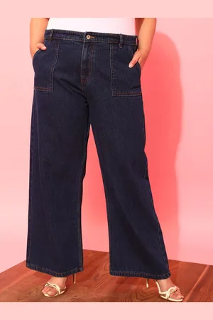 CURVY STREET Women Plus Size Jean Wide Leg Low Distress Jeans