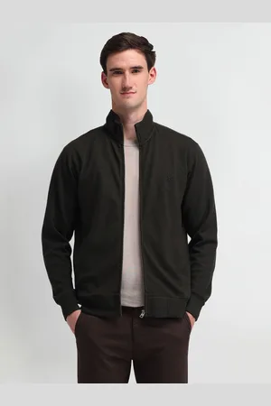 Ralph Lauren Men Solid Mock Collar Cotton Front-Open Sweatshirt