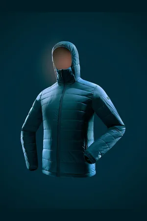 DECATHLON Men Petrol Blue Upto -5 Degrees Hooded Synthetic Puffer Jacket