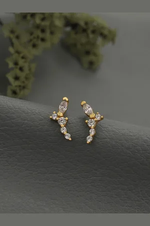 House of Pataudi Gold-Plated 925 Sterling Silver Contemporary Studs