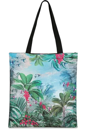Krsnaa Mehta Textured Graphic Oversized Bucket Satchel with Fringed