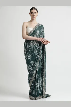 Jaipur Tie and Dye Sequinned Pure Georgette Saree