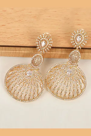 Cardinal Gold-Plated AD-Studded Drop Earrings