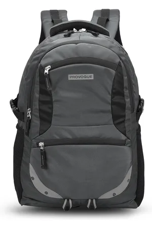 Provogue Unisex Grey & Black Brand Logo Backpack with Reflective Strip