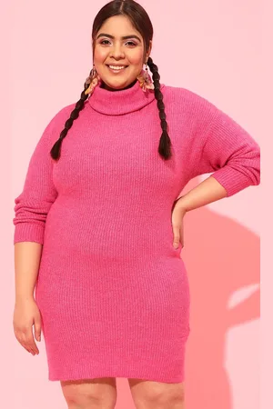 CURVY STREET Pluse Size Women High Neck Sheath Dress