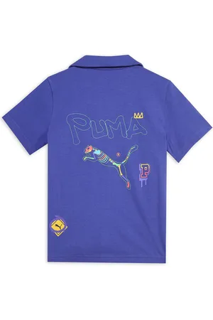 PUMA Boys Comfort Brand Logo Classics Drip Cuban Cotton Collar Shirt