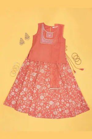 Pantaloons Girls Embroidered Sequinned Ready to Wear Lehenga & Blouse With Dupatta