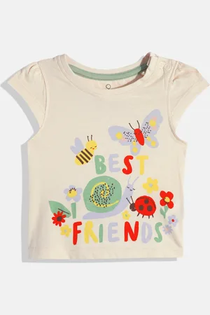 Mothercare Girls Typography Print Cap Sleeves Pure Cotton T-shirt