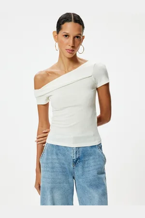Koton Women Striped Round Neck Slim Fit T-shirt