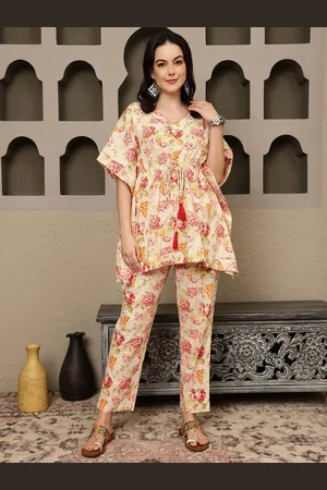 Sangria Women Printed Pure Cotton Tunic With Trousers Co-Ords