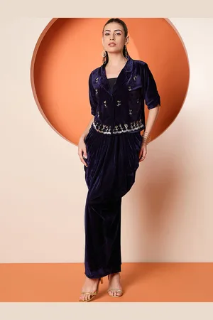 Antheaa Embellished Velvet Top With Skirt Co-Ords