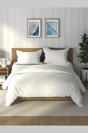 Nautica Green & White Geometric 4 Piecres Pure Cotton AC Room Double Queen Bedding Set