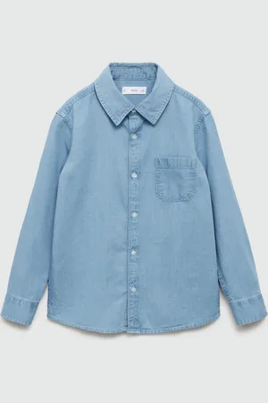 MANGO Boys Pure Cotton Chambray Spread Collar Casual Shirt