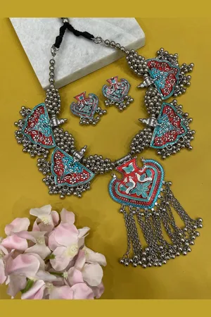Digital Dress Room Silver Plated Necklace & Earrings