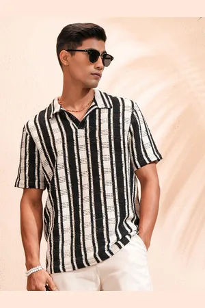 Highlander Men Crochet Polo Color Relaxed Shirt