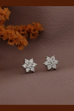 House of Pataudi Rhodium-Plated 925 Sterling Silver Floral Studs