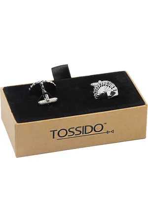 Tossido Silver-Toned & Bronze-Toned Quirky Cufflinks