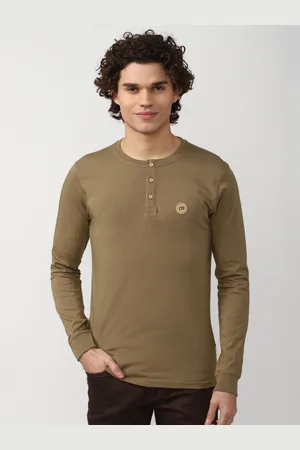 Peter England Men High Neck Applique Slim Fit T-shirt