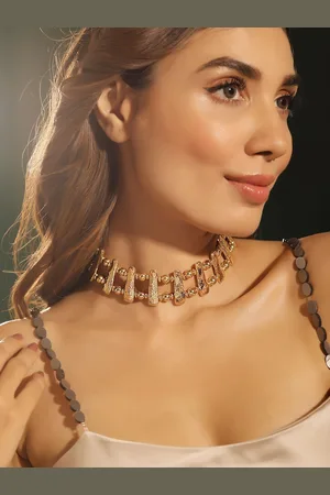 Priyaasi Gold-Plated Abstract Pattern Fancy Choker Necklace