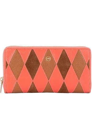 Da Milano Women Geometric Printed Leather Zip Around Wallet