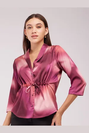 FableStreet Women Dyed Woven Top