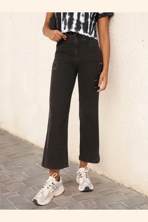 DressBerry Women Edgy Grunge Mildly Distressed Ripped Stretchable High Rise Jeans
