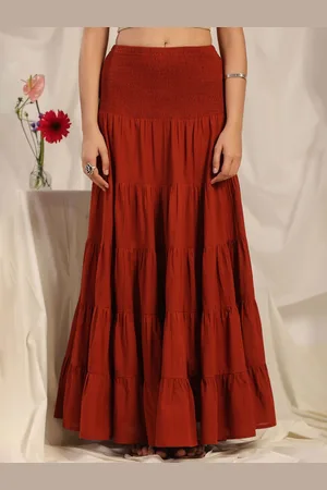 anayna Pure Cotton Flared Maxi Skirt