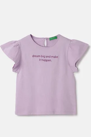 Benetton Print Flutter Sleeve Cotton Top