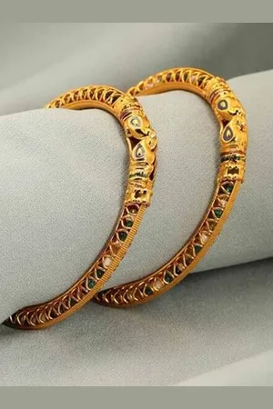 The Pari Set Of 2 Gold-Plated Stone Studded Bangles