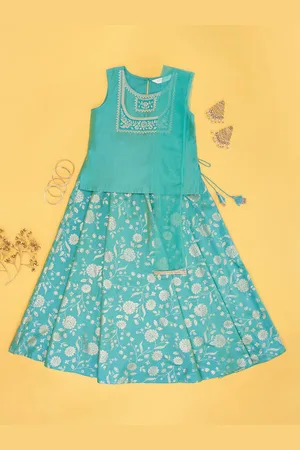 Pantaloons Girls Embroidered Ready to Wear Lehenga & Blouse With Dupatta
