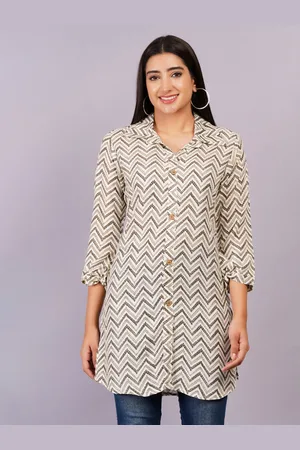 JC4U Ethnic Motifs Printed Shirt Collar Kurti