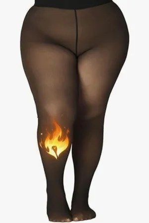 ZeroKaata Women Plus Size Dual-Toned High Waist Fleece Winter Fur Stockings