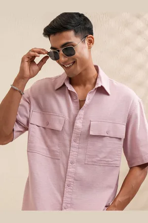 LocoMotive Premium Men Mocklino Dobby Solid Utility Pocket Oversized Overshirt