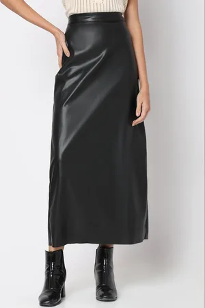 VERO MODA Solid Back Slit A-Line Midi Skirt