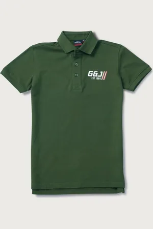 Gini and Jony Boys Brand Logo Printed Polo Collar Cotton T-shirt