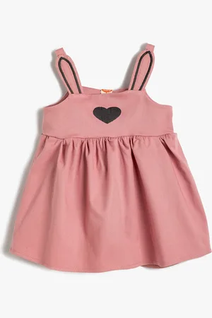 Koton Girls Shoulder Straps Cotton A-Line Dress