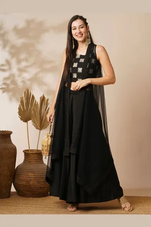 Globus Black Printed Top & Palazzo with Shrug
