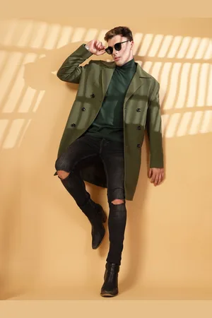 CHKOKKO Double-Breasted Notched Lapel Collar Overcoat