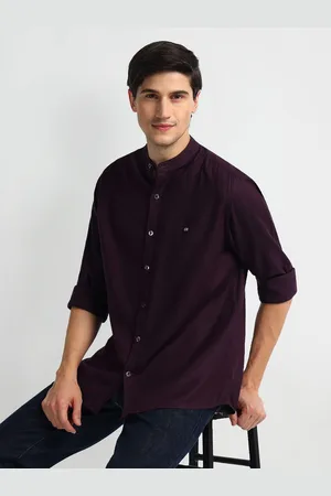 Arrow Slim Fit Mandarin Collar Long Sleeves Casual Shirt