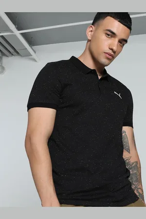 PUMA Men Self Design Slim Fit Cotton Polo T-shirt