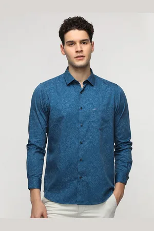 Crocodile Men Comfort Spread Collar Conversational Printed Cotton Casual Shirt