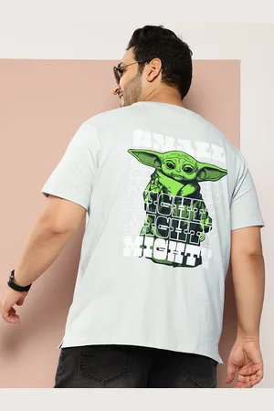 Sztori Plus Size Printed Baby Yoda Pure Cotton T-shirt